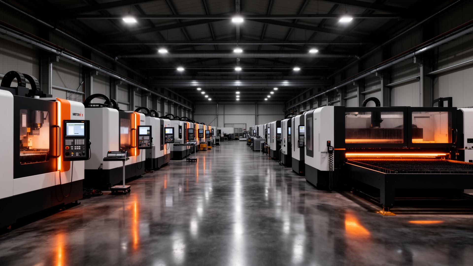 Reparto produttivo AURUM Meccanica con macchine CNC e laser fibra