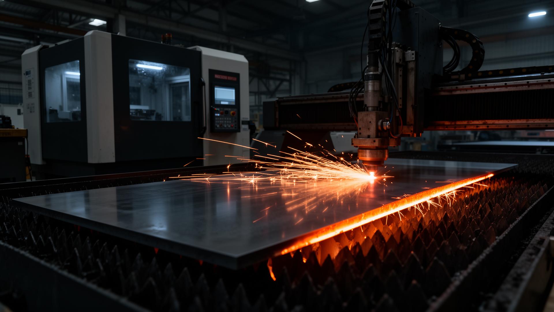 Taglio laser di precisione su lamiera in officina AURUM Meccanica
