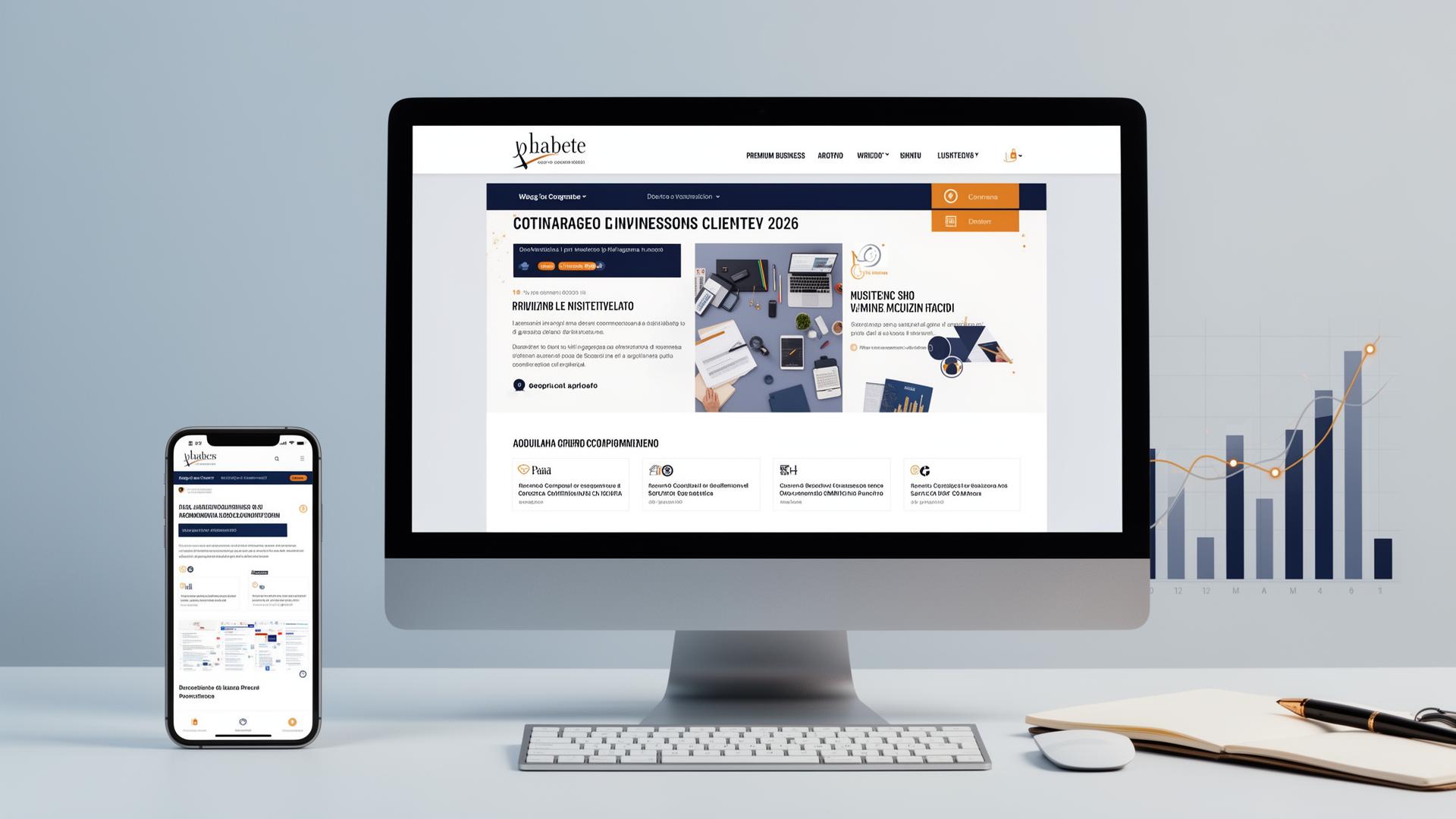 Monitor e smartphone con un sito aziendale obsoleto e prestazioni in calo