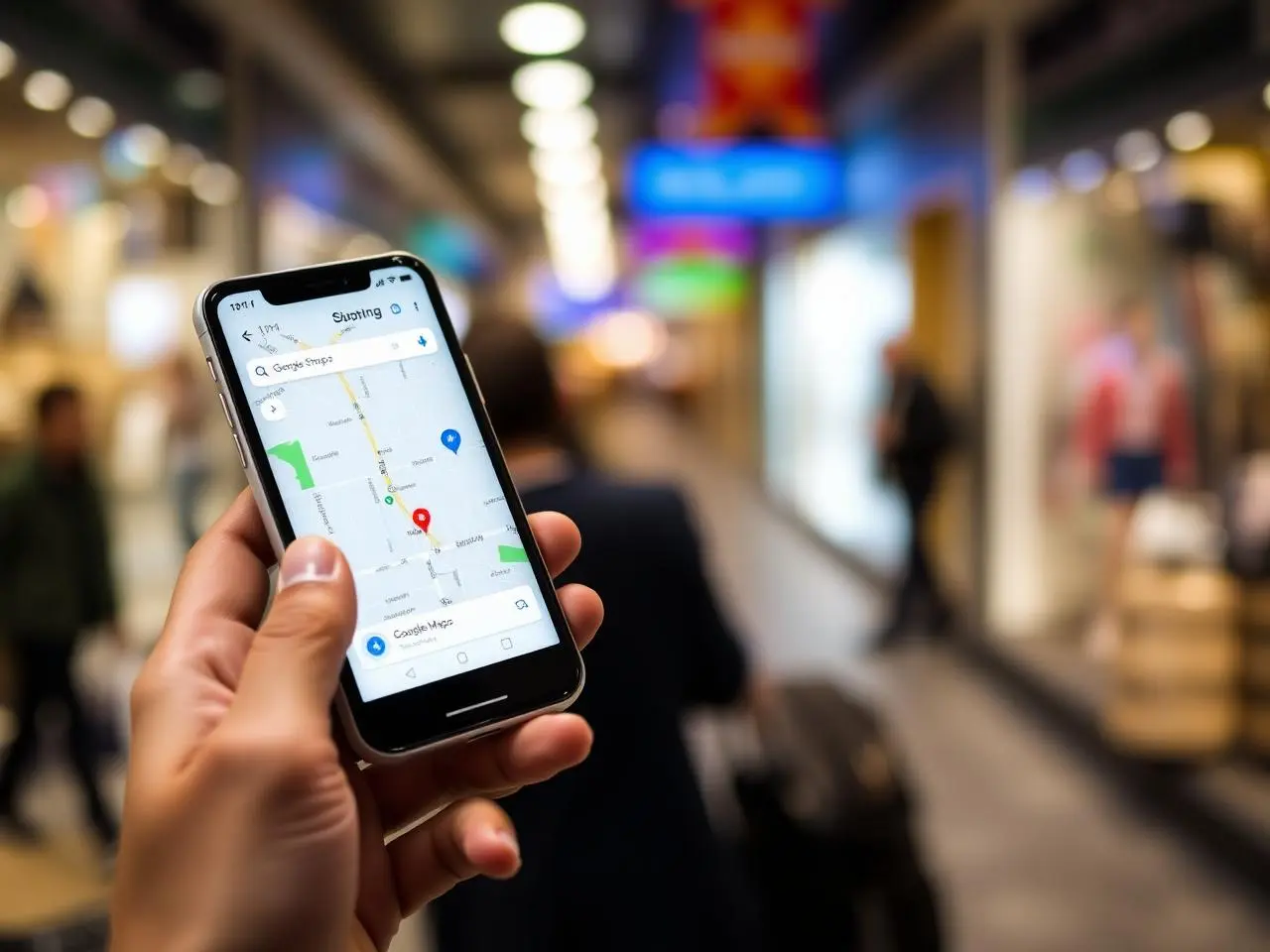 Ricerca locale su smartphone per trovare negozi nella zona