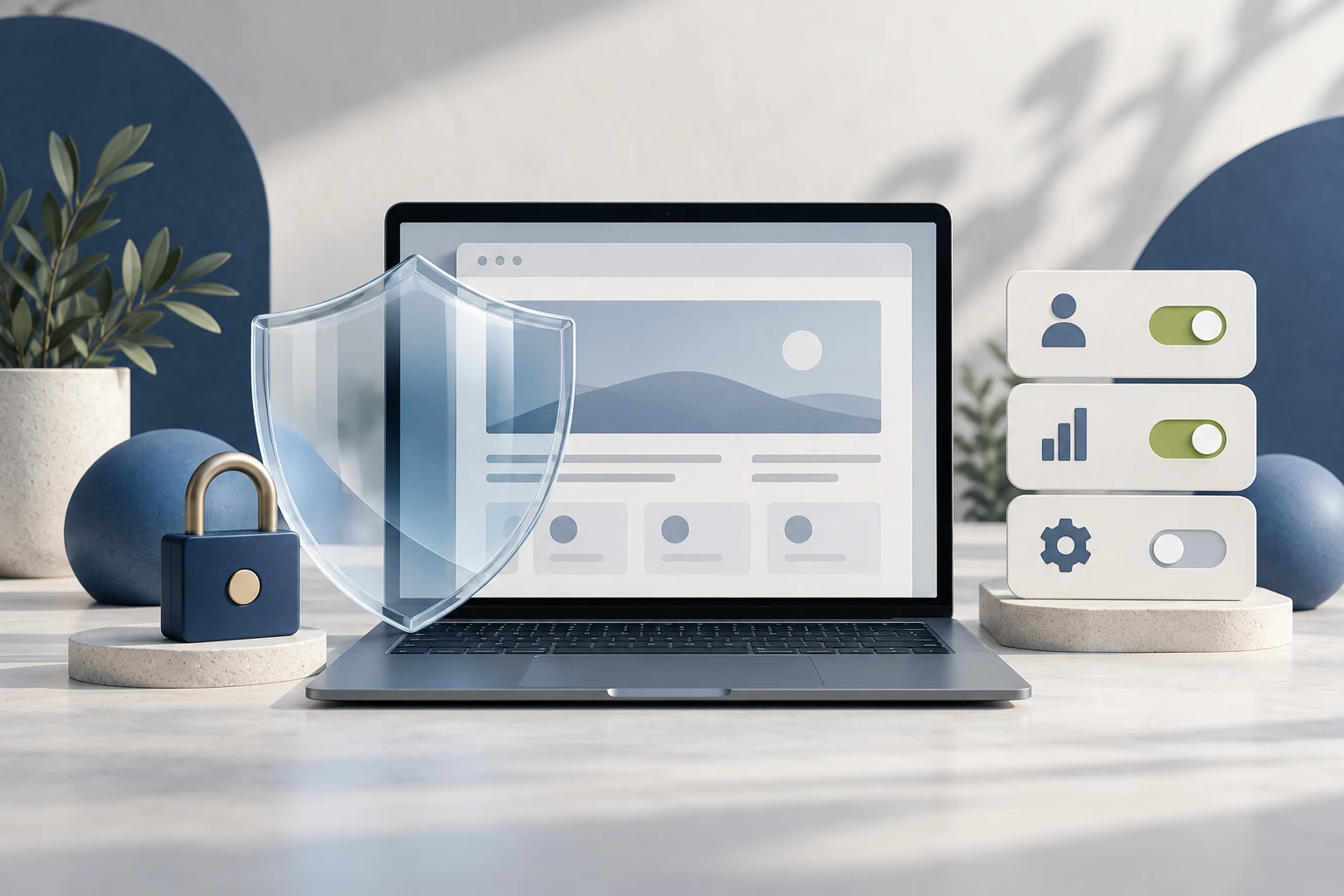 Illustrazione editoriale di privacy e protezione dati su un sito web