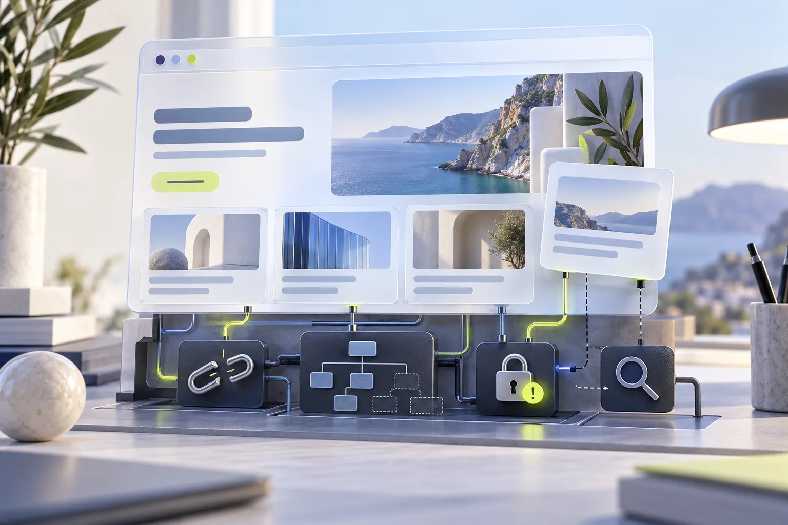 Sito web generato con IA sopra una struttura tecnica con collegamenti incompleti